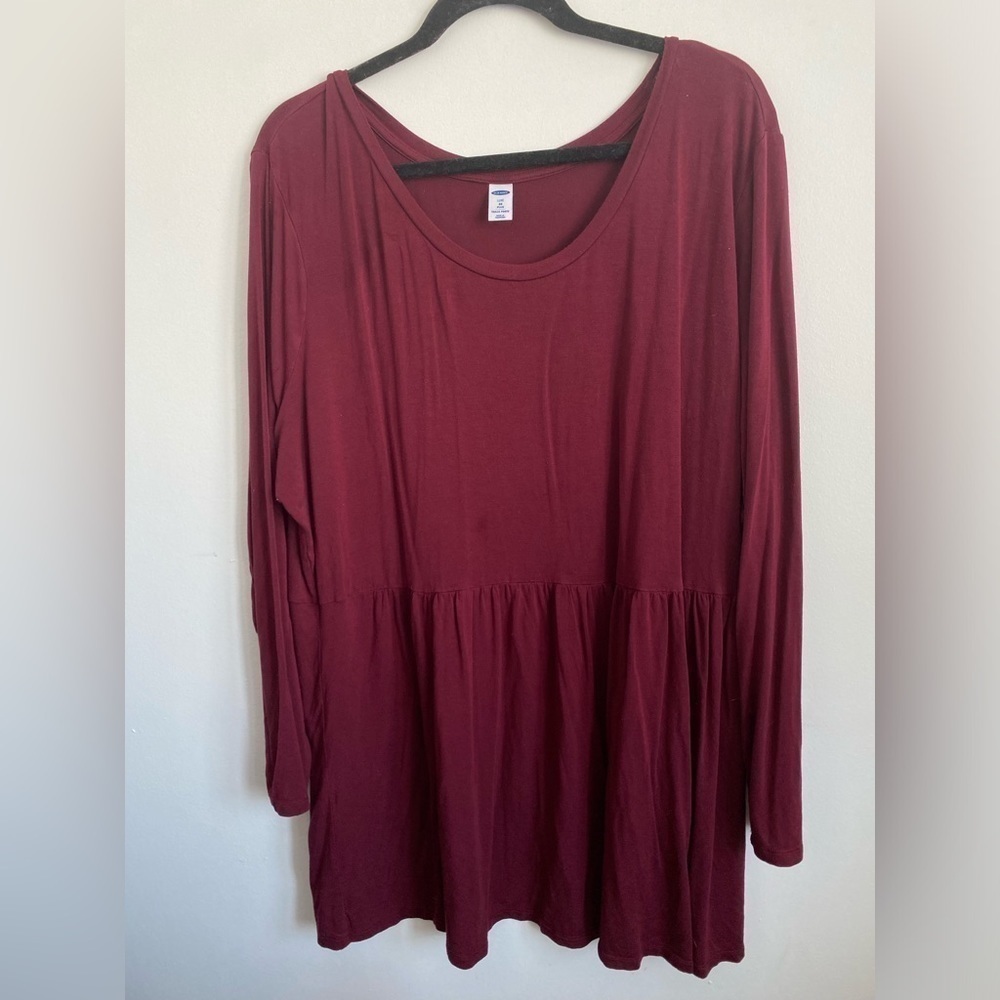 Old Navy Luxe Long Sleeve Tiered Top - Wine Stain Burgundy - 3X